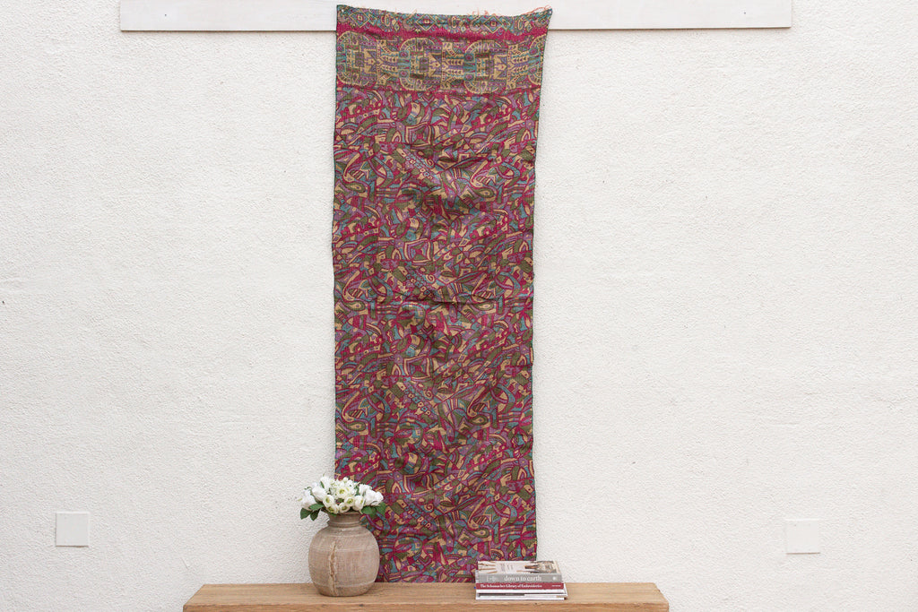Heirloom Abstract Silk Kantha Reversible Throw