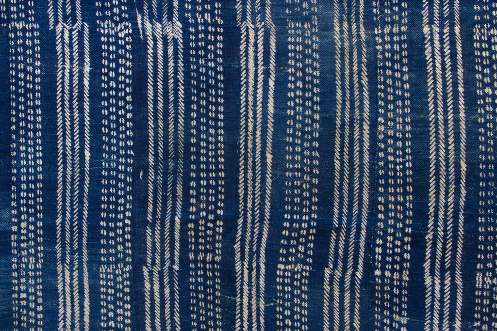 Linear Rhythms Indigo Mud Cloth Throw