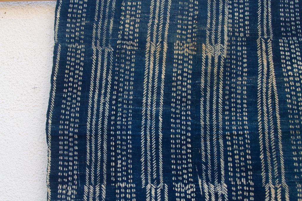 Linear Rhythms Indigo Mud Cloth Throw