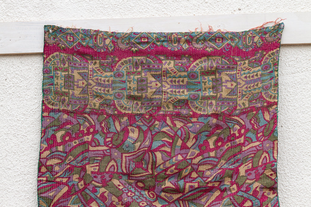 Heirloom Abstract Silk Kantha Reversible Throw