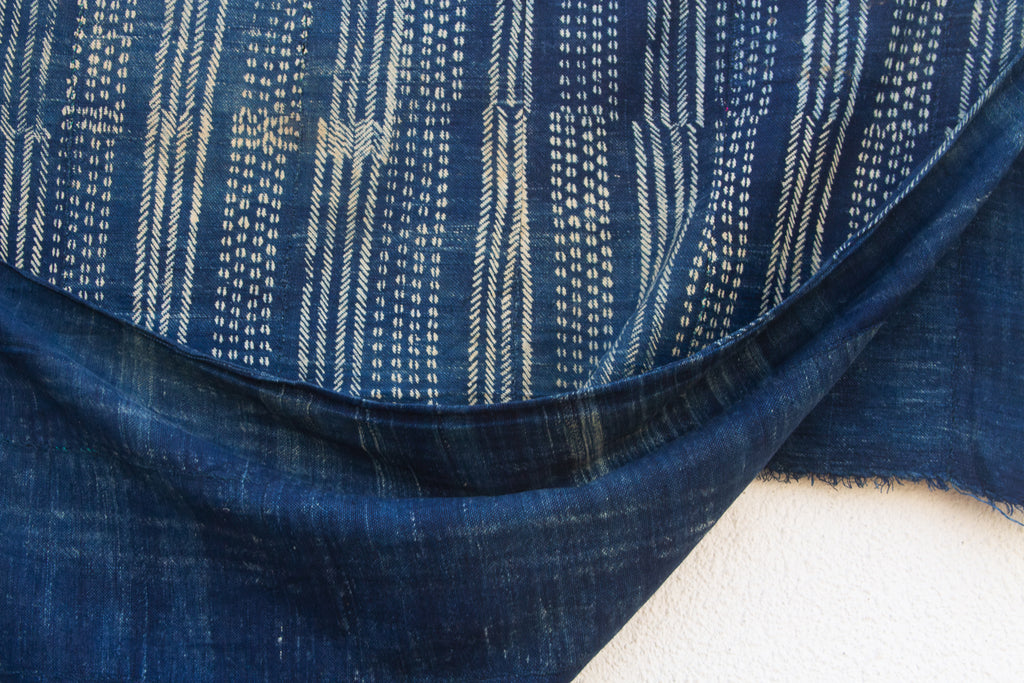 Linear Rhythms Indigo Mud Cloth Throw