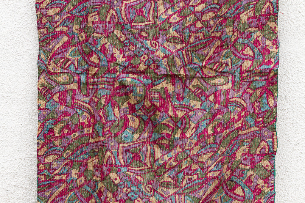 Heirloom Abstract Silk Kantha Reversible Throw