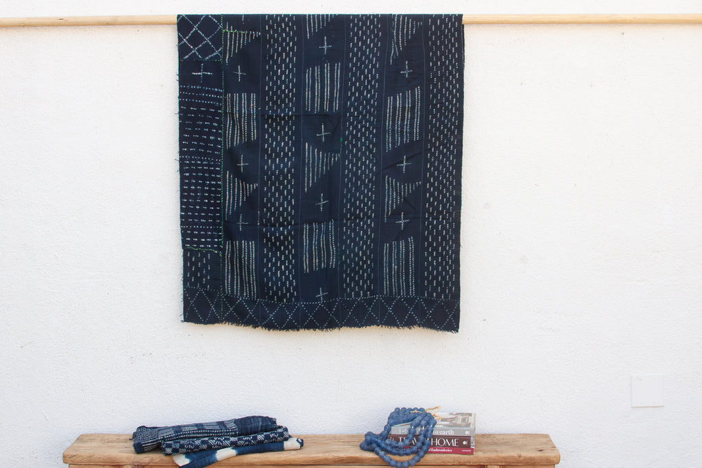 Deep Blue Indigo Mud Cloth Throw