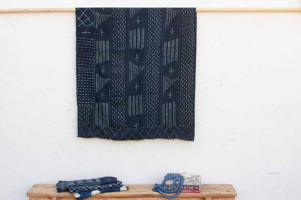 Deep Blue Indigo Mud Cloth Throw