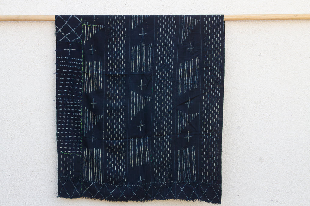 Deep Blue Indigo Mud Cloth Throw