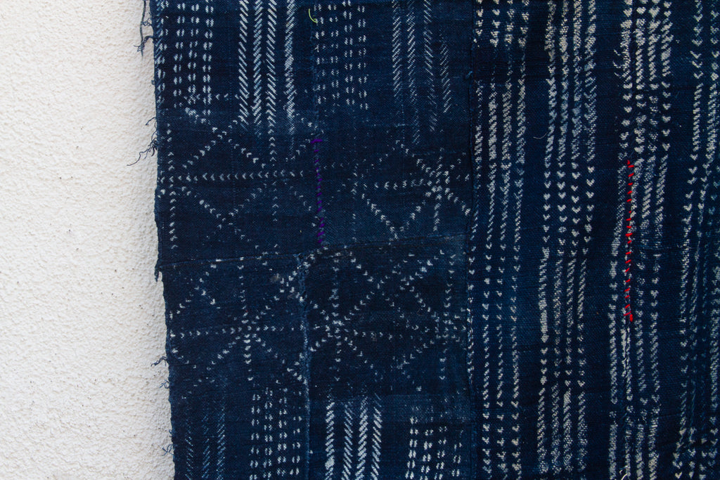 Midnight Grid Indigo Mud Cloth Throw