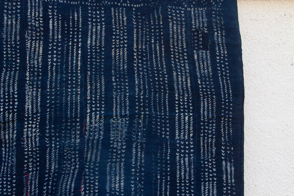 Midnight Grid Indigo Mud Cloth Throw