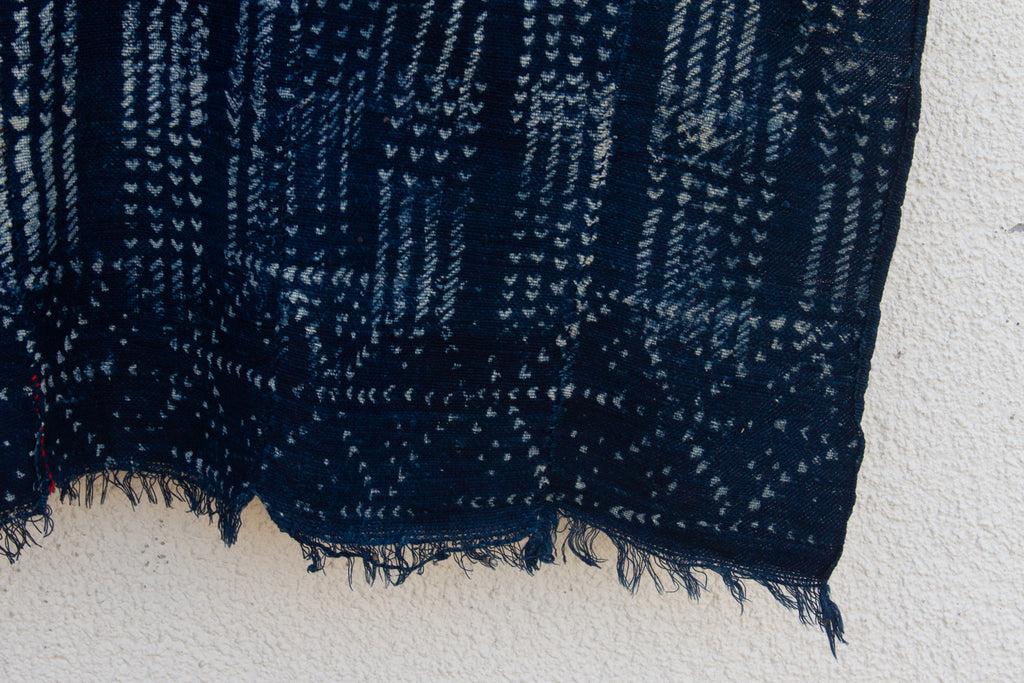 Midnight Grid Indigo Mud Cloth Throw