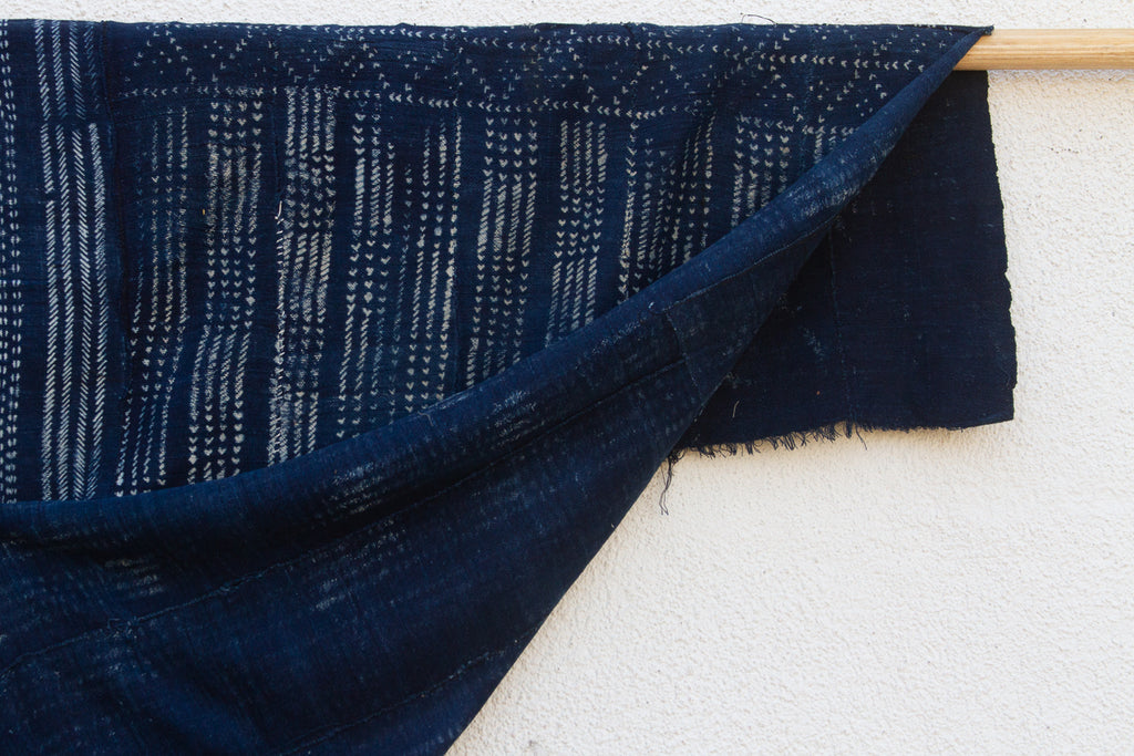 Midnight Grid Indigo Mud Cloth Throw