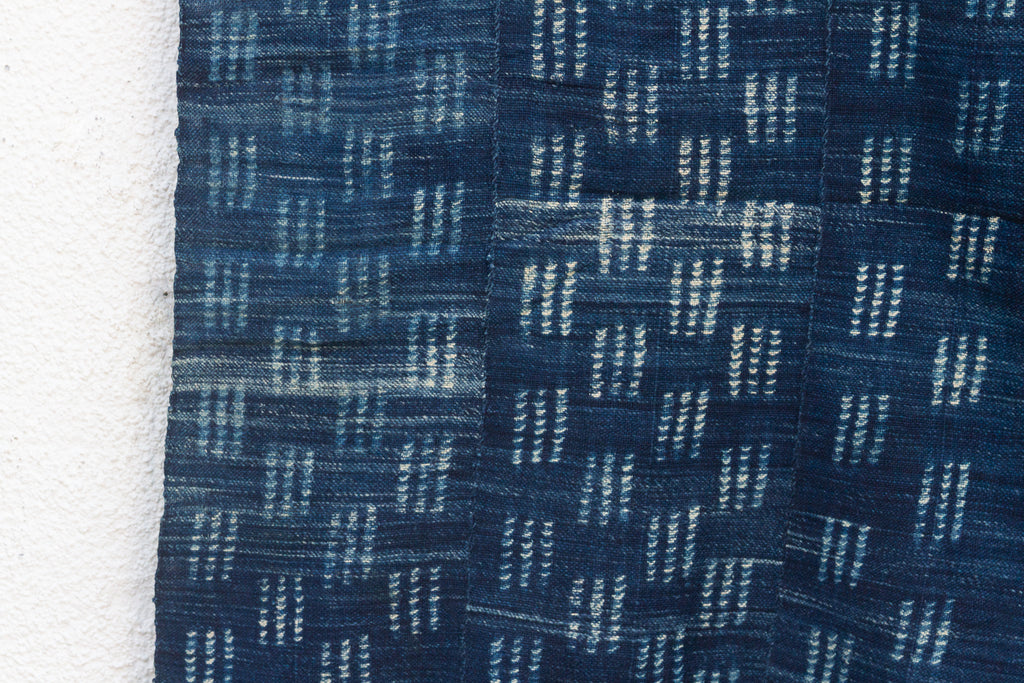 Ticking Pattern Indigo Mud Cloth Throw