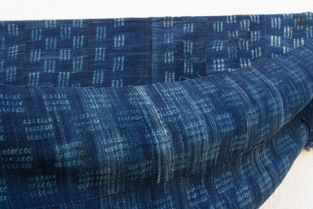 Ticking Pattern Indigo Mud Cloth Throw