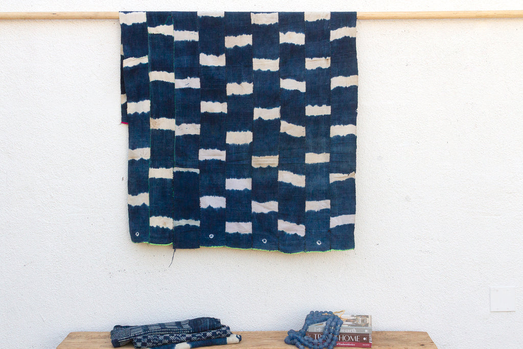 Bold Block Indigo Mud Cloth Throw