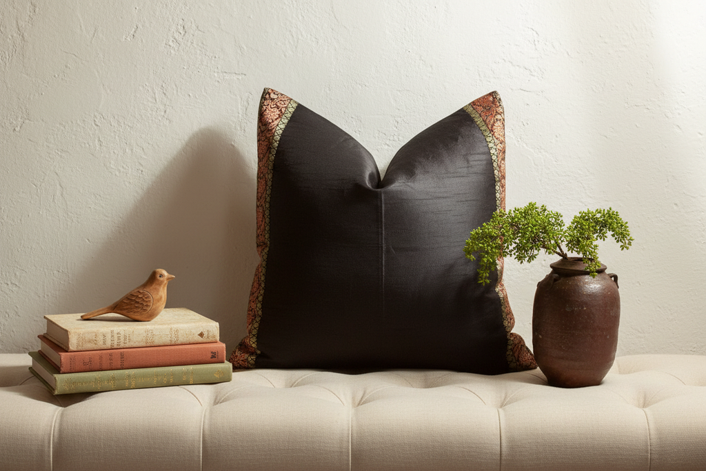 Sable Festive Silk Euro Pillow Cover