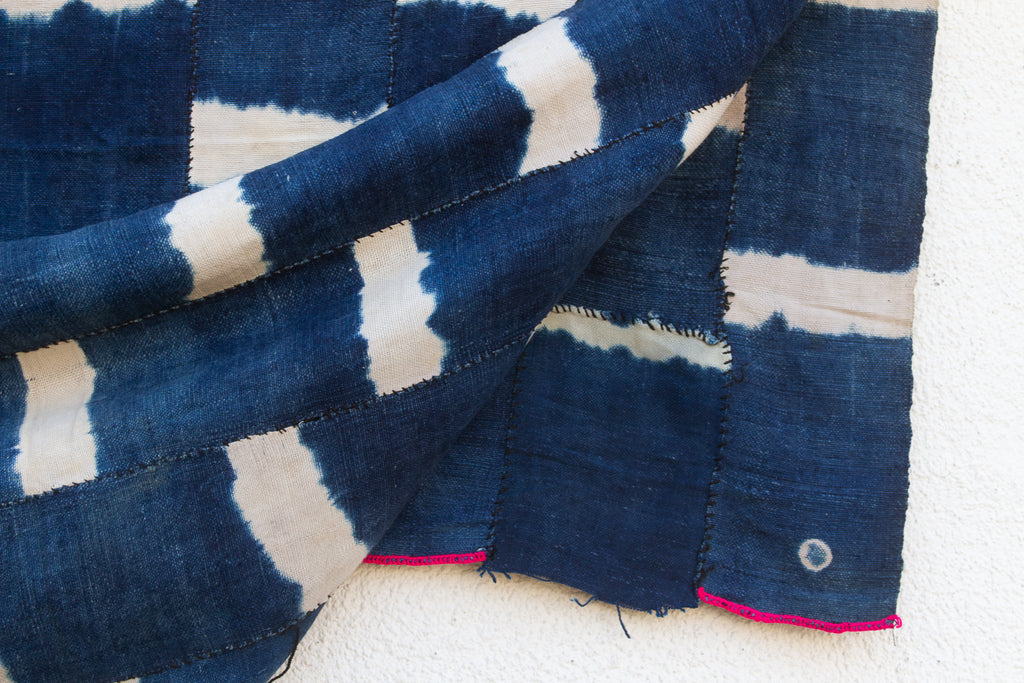 Bold Block Indigo Mud Cloth Throw