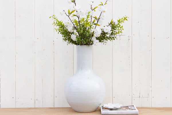 Very Tall White Glazed Asian Vase