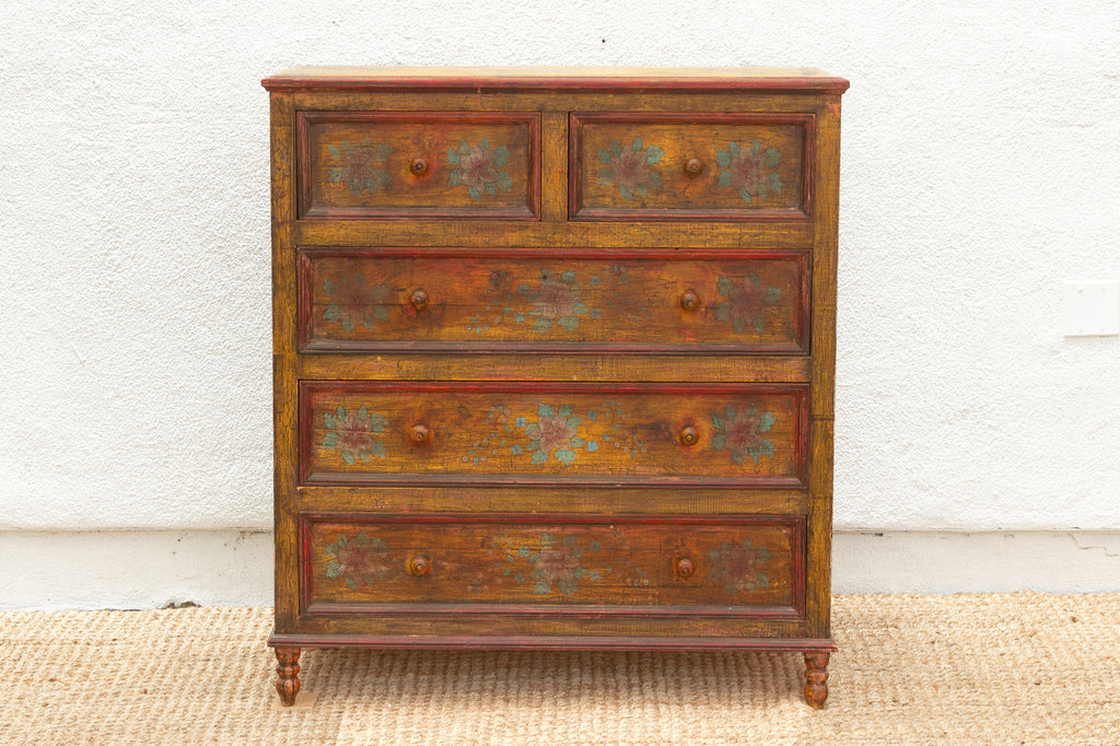 Marigold Bloom, Vintage Indian Chest of Drawers