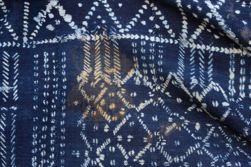 Diamond Lattice Indigo Mud Cloth Throw