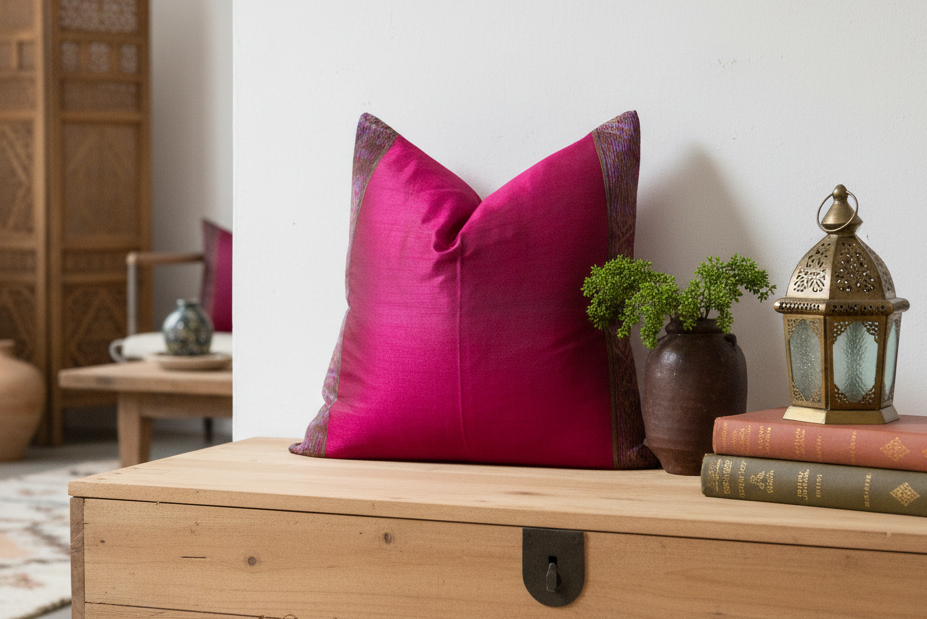 Amaranth Festive Silk Euro Pillow Cover