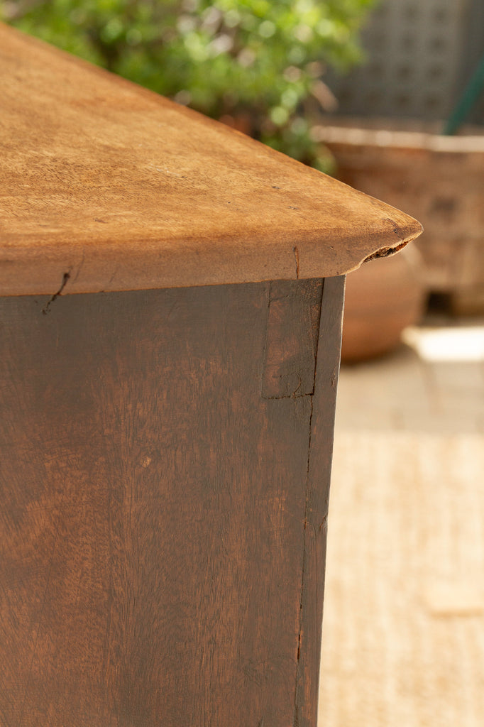 Long Rustic Dresser with Architectural Carving & Floral Knobs
