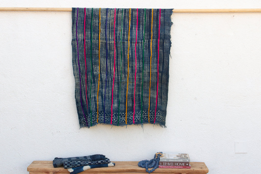 Tuareg Twilight Indigo Mud Cloth Throw