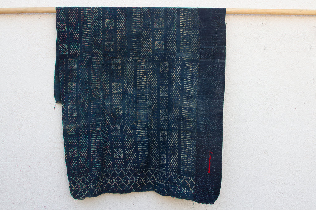 Ancestral Hearth Indigo Mud Cloth Throw