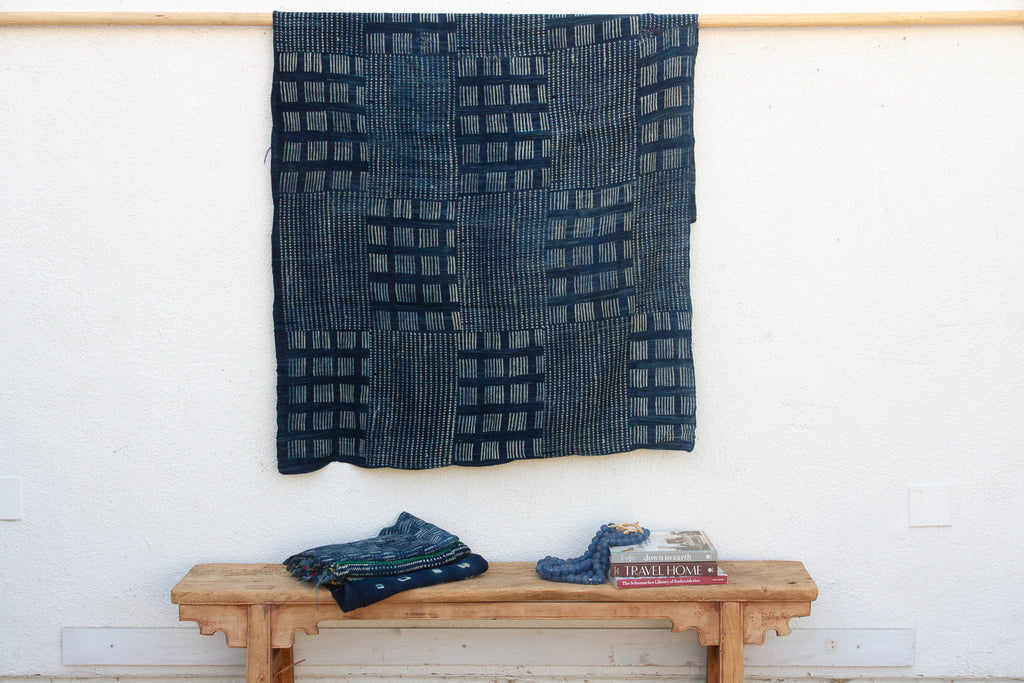 Grid & Block Indigo Mud Cloth Throw