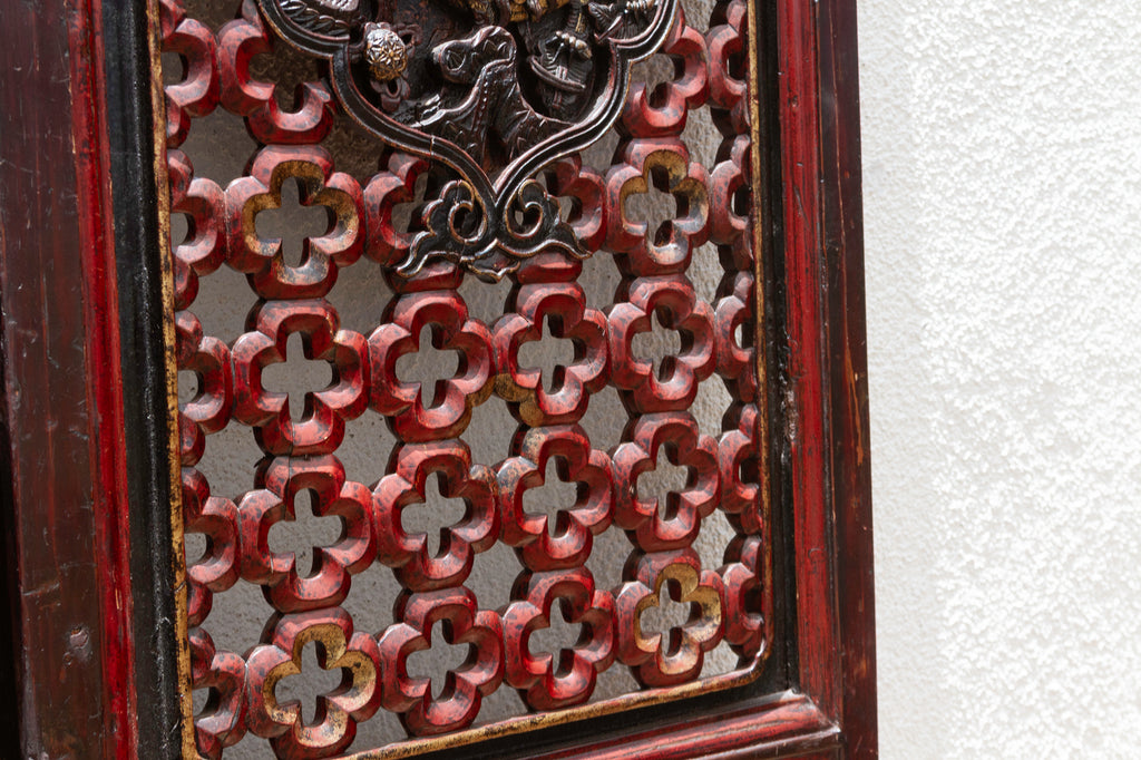 Dragon's Gaze Pair of Early 20th Century Chinese Lattice Door Panels (Trade)