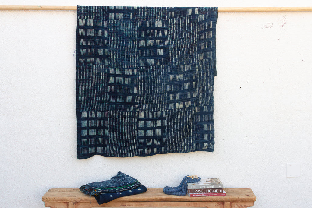 Grid & Block Indigo Mud Cloth Throw