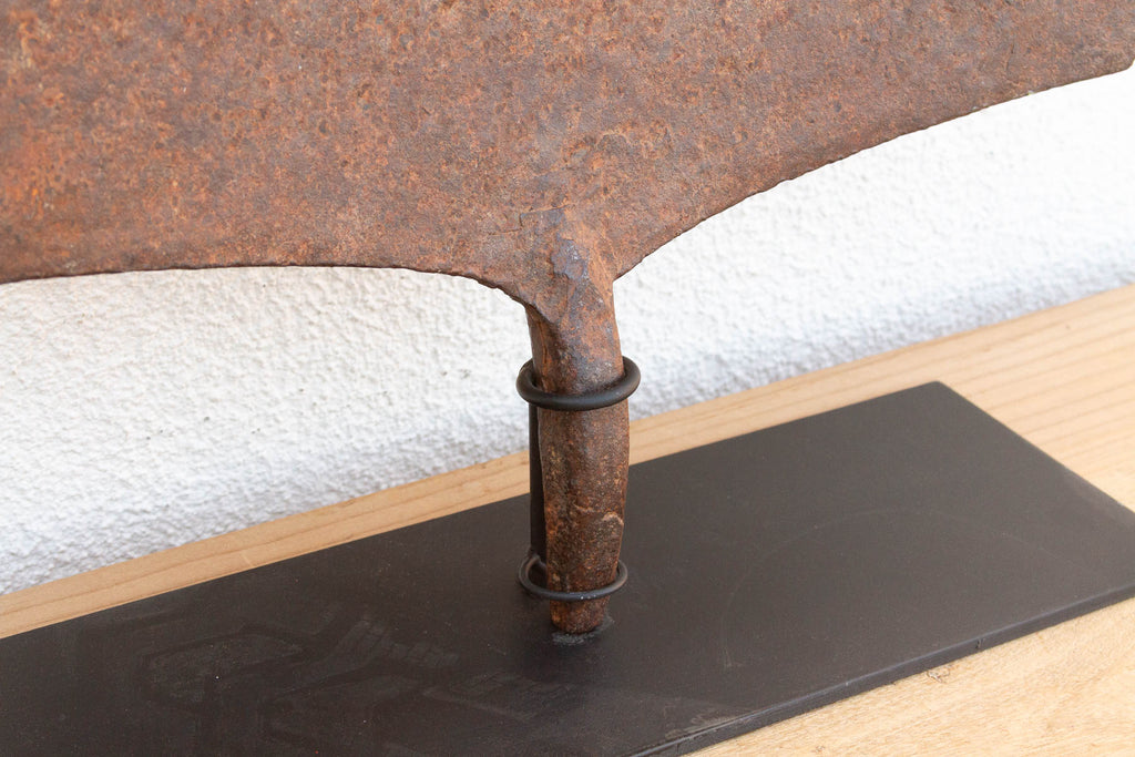 Antique African Iron Spade Currency on Custom Stand