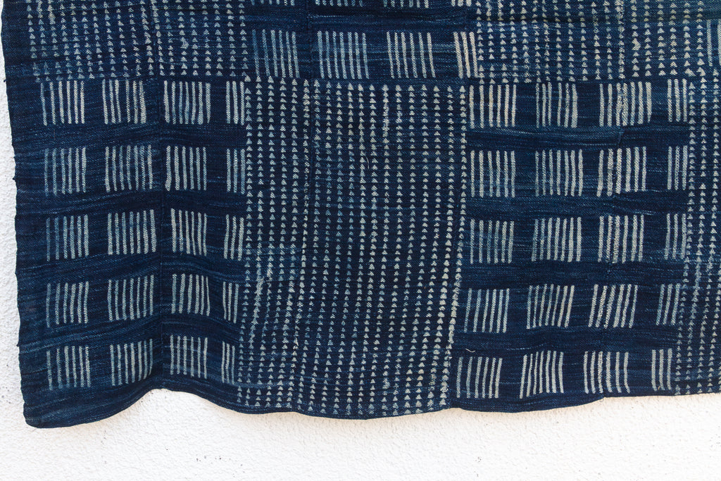 Grid & Block Indigo Mud Cloth Throw