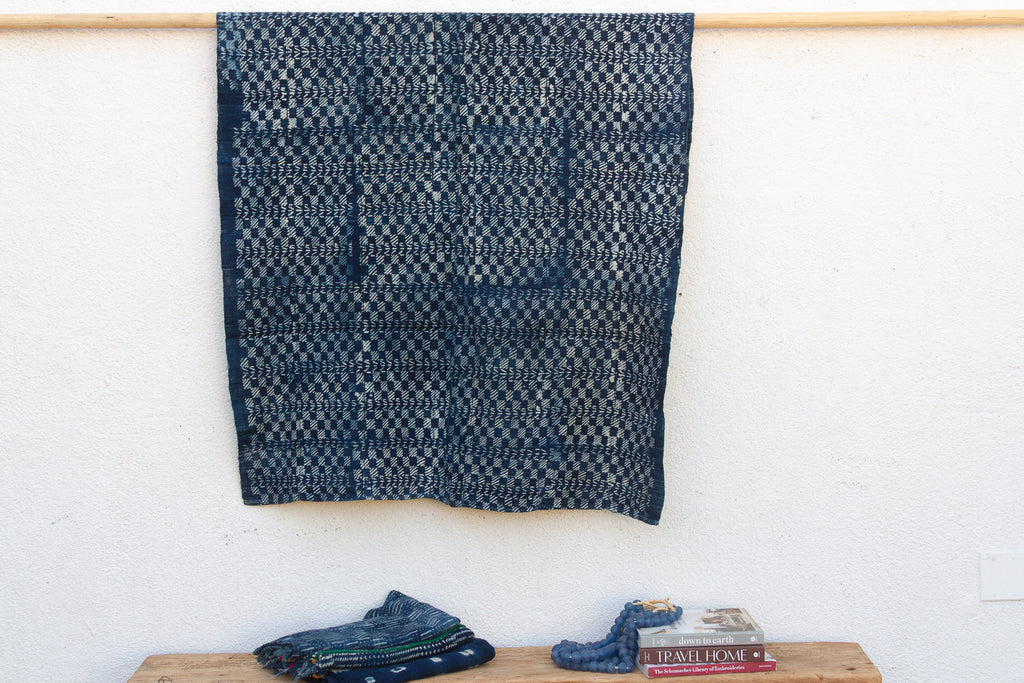 Segou Matrix Indigo Mud Cloth Throw