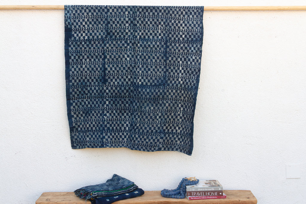 Segou Matrix Indigo Mud Cloth Throw