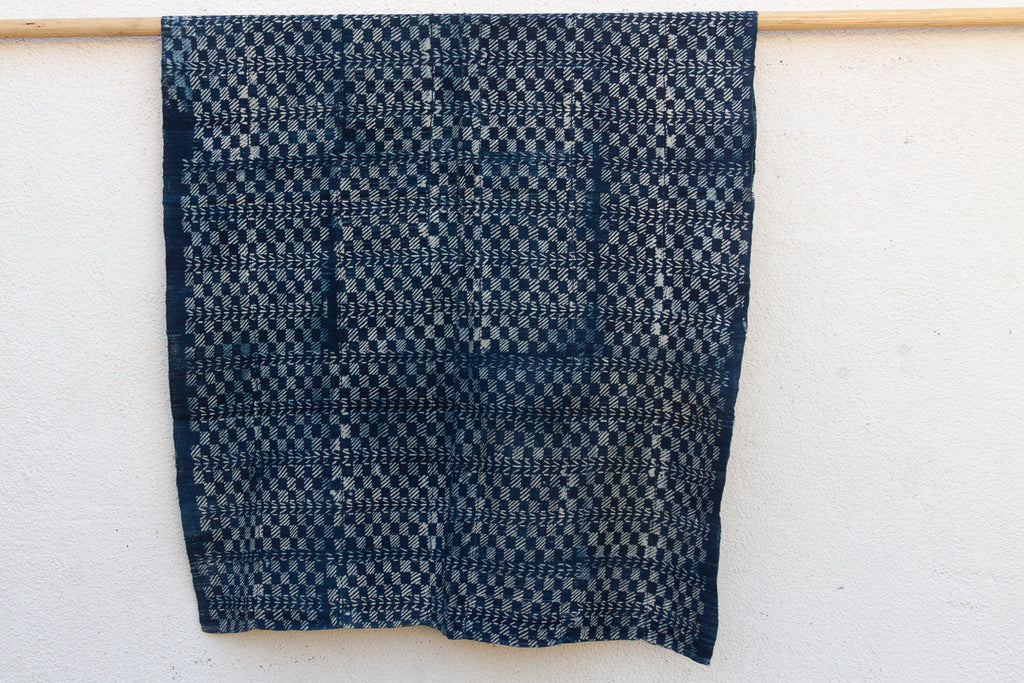 Segou Matrix Indigo Mud Cloth Throw