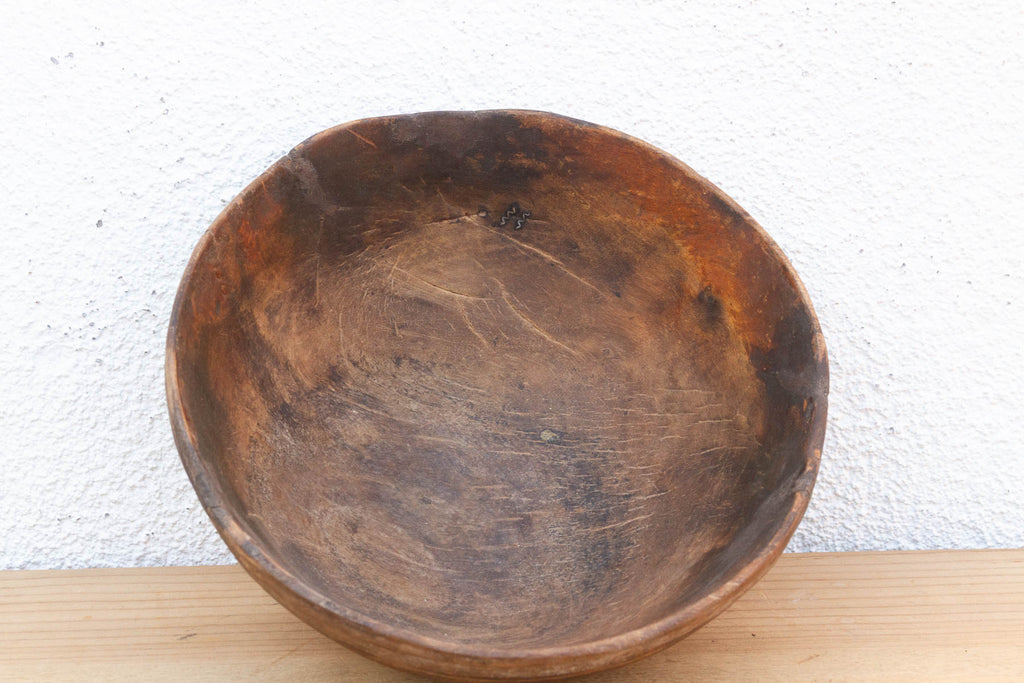Handcarved African Rounded Wooden Bowl