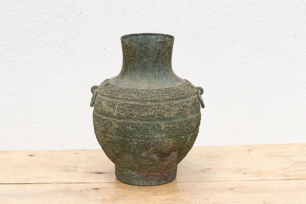 Echoes of Han Dynasty Style, Large Engraved Bronze Vase