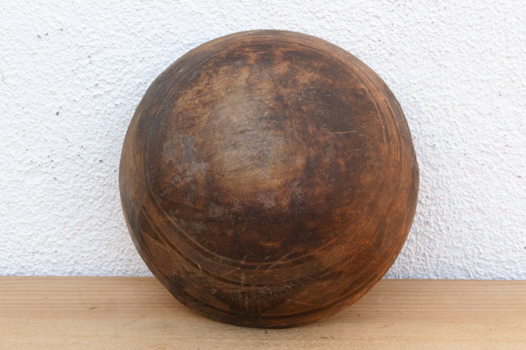 Handcarved African Rounded Wooden Bowl