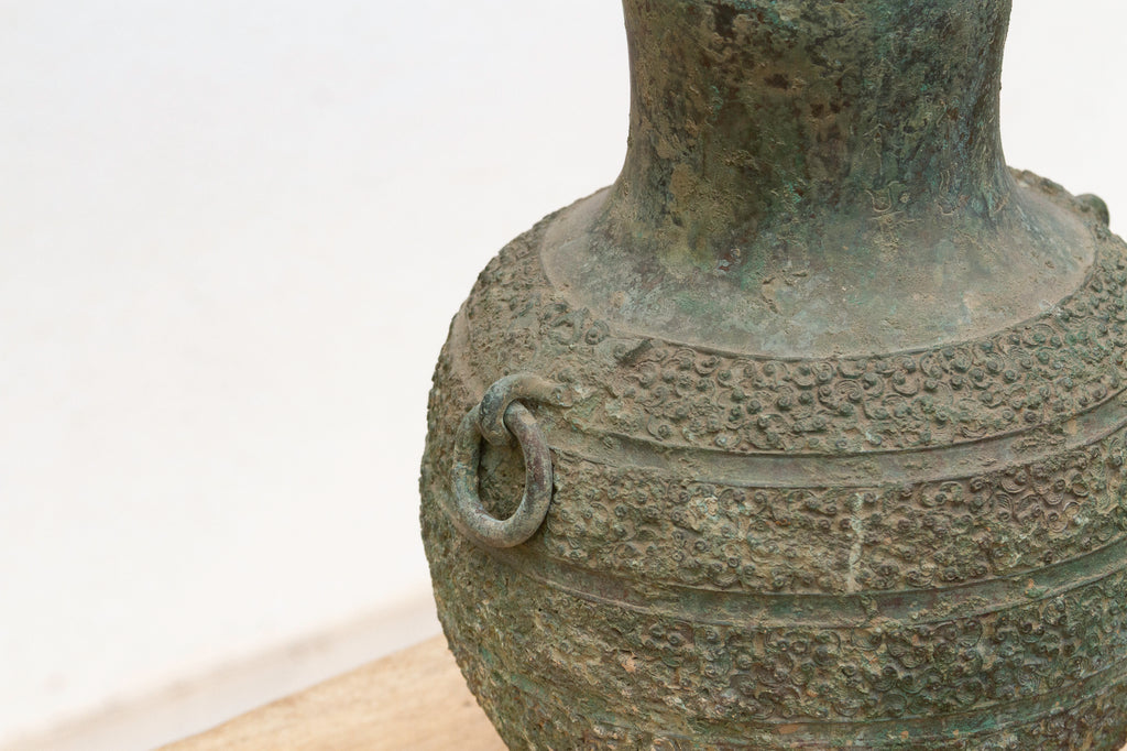 Echoes of Han Dynasty Style, Large Engraved Bronze Vase