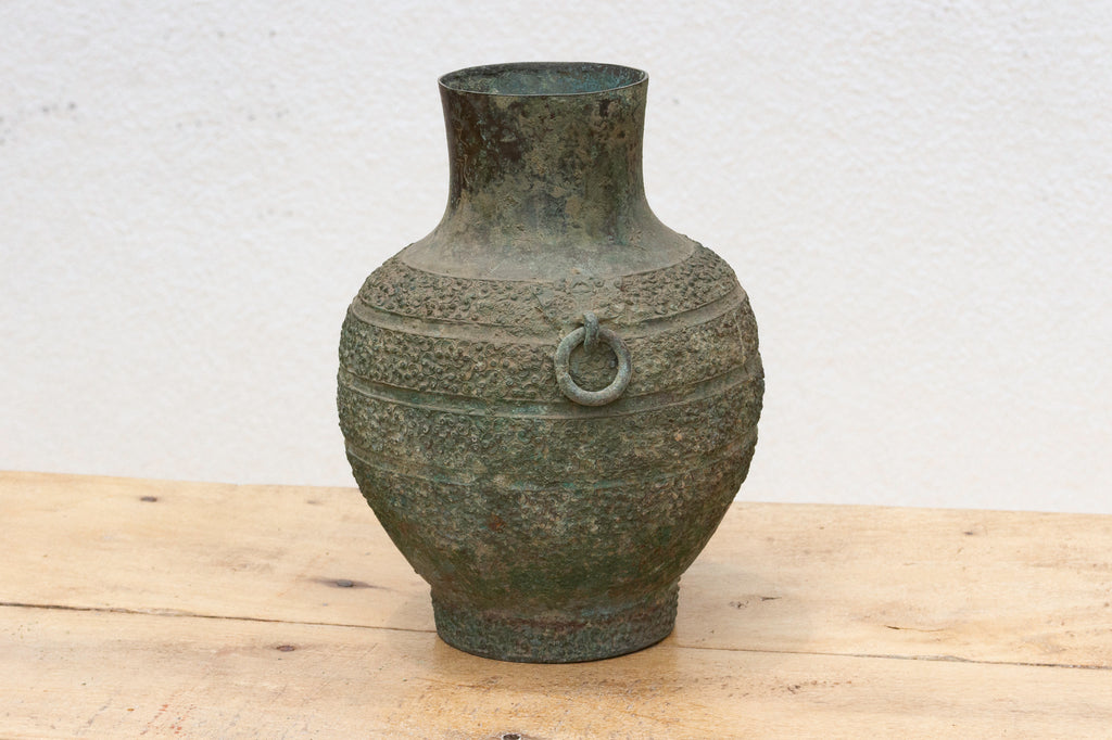 Echoes of Han Dynasty Style, Large Engraved Bronze Vase