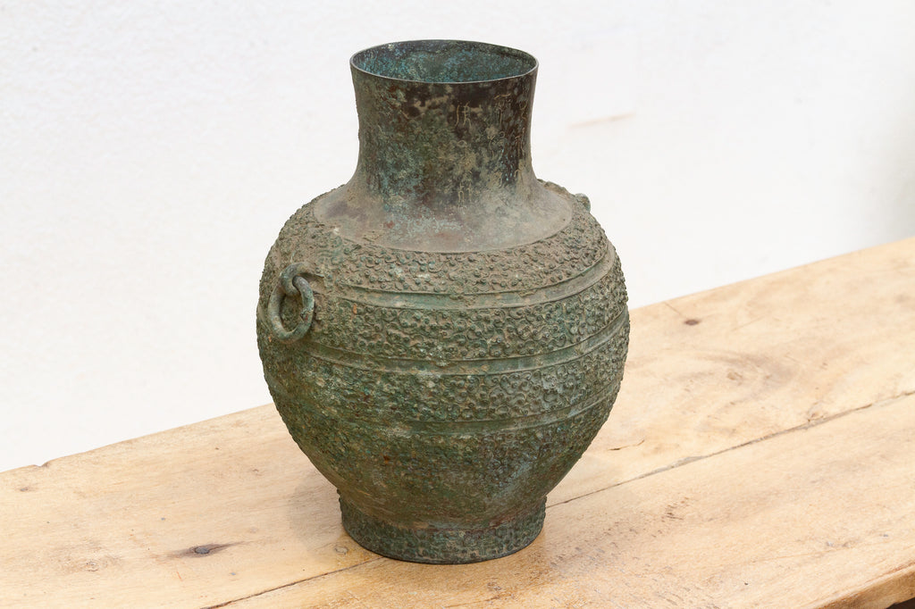 Echoes of Han Dynasty Style, Large Engraved Bronze Vase