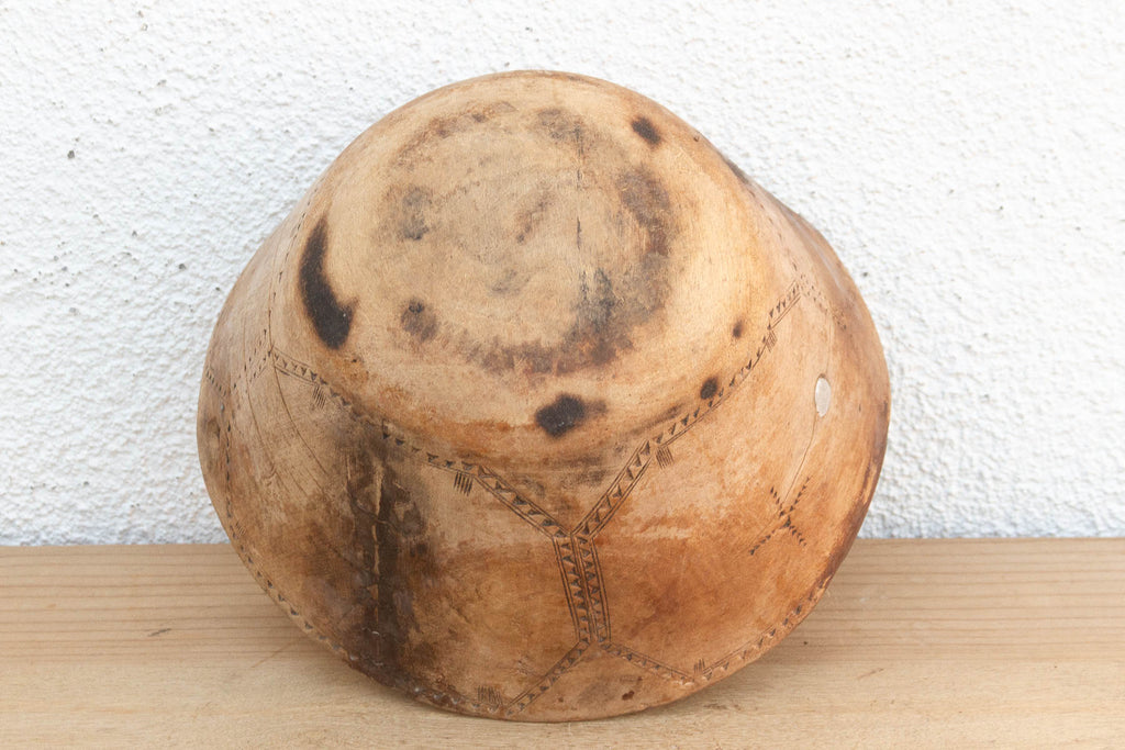 Rare Engraved Wooden African Bowl