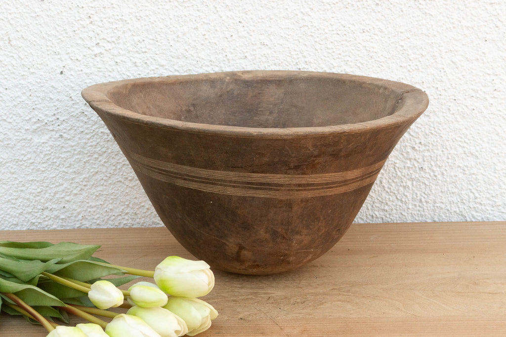 Antique Mended Dough Bowl From Africa