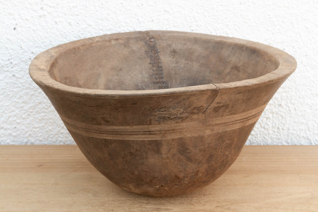 Antique Mended Dough Bowl From Africa