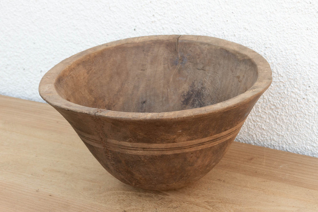 Antique Mended Dough Bowl From Africa