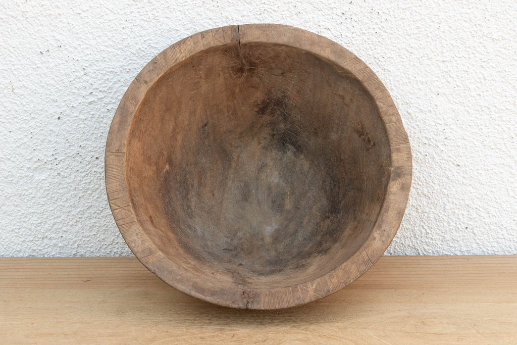 Antique Mended Dough Bowl From Africa
