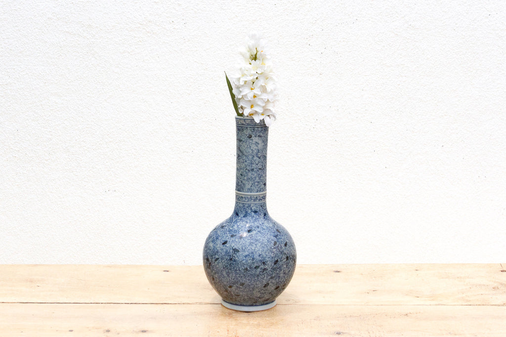 Indigo Mist, Tall Porcelain Blue & White Vase