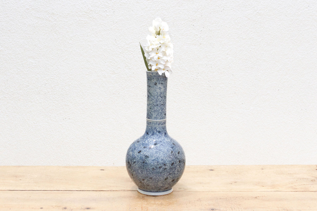 Indigo Mist, Tall Porcelain Blue & White Vase