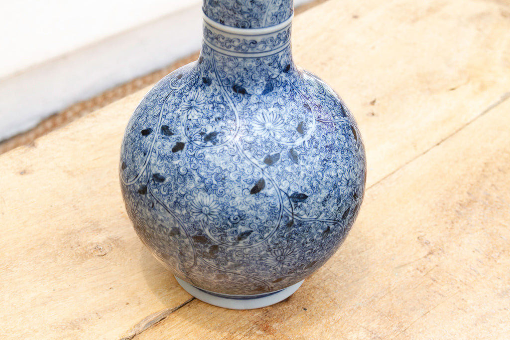 Indigo Mist, Tall Porcelain Blue & White Vase
