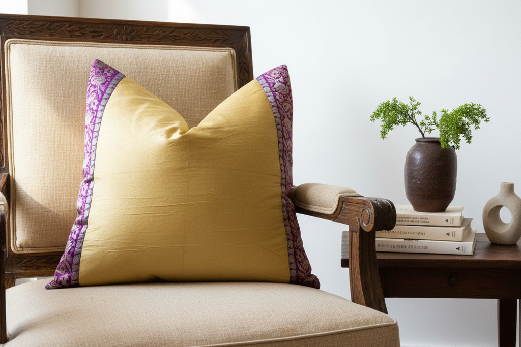 Antique Gold Festive Silk Euro Pillow Cover