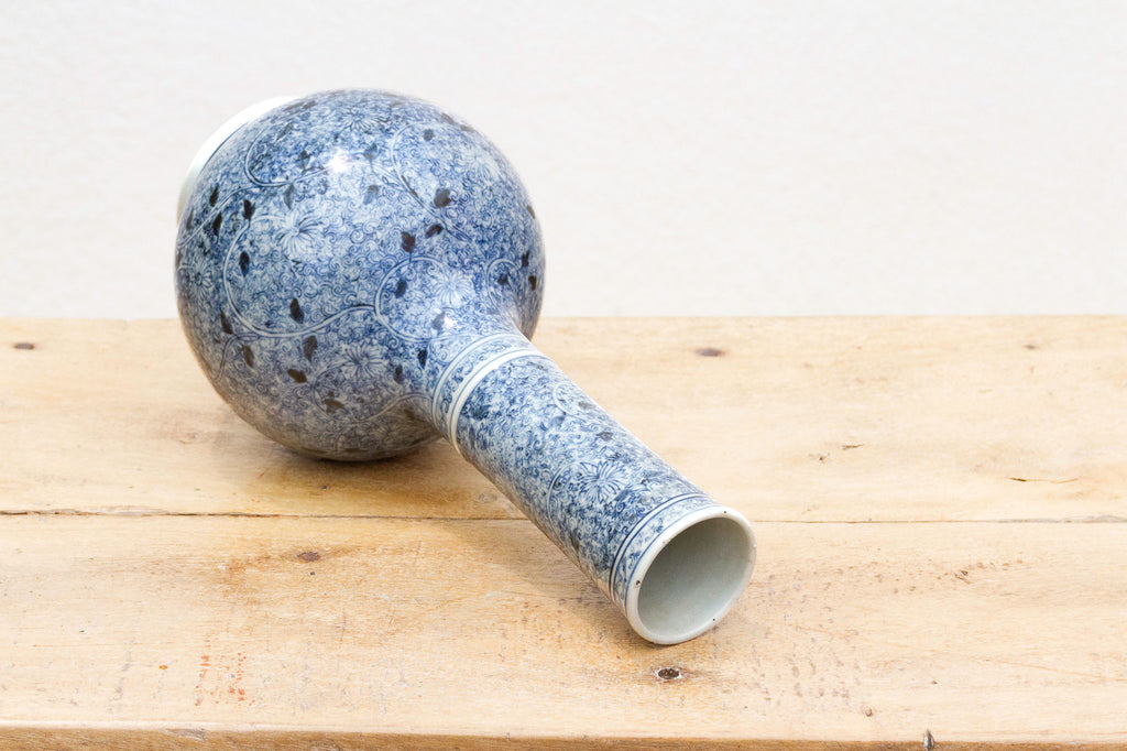 Indigo Mist, Tall Porcelain Blue & White Vase