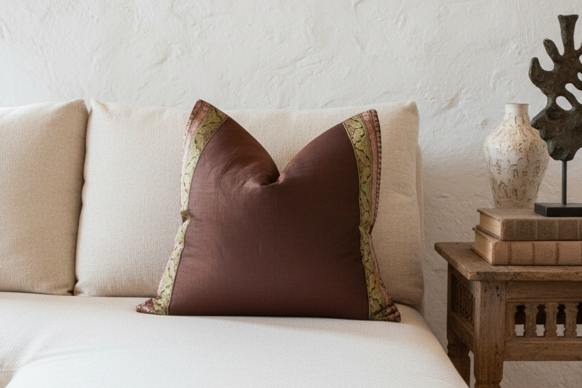 Ancient Copper Festive Silk Euro Pillow Cover